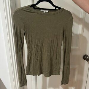 Women's Green Ribbed Long Sleeve